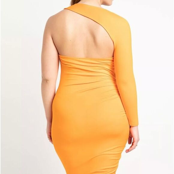 Eloquii Ruched Dress With One Sleeve - Picture 2 of 4